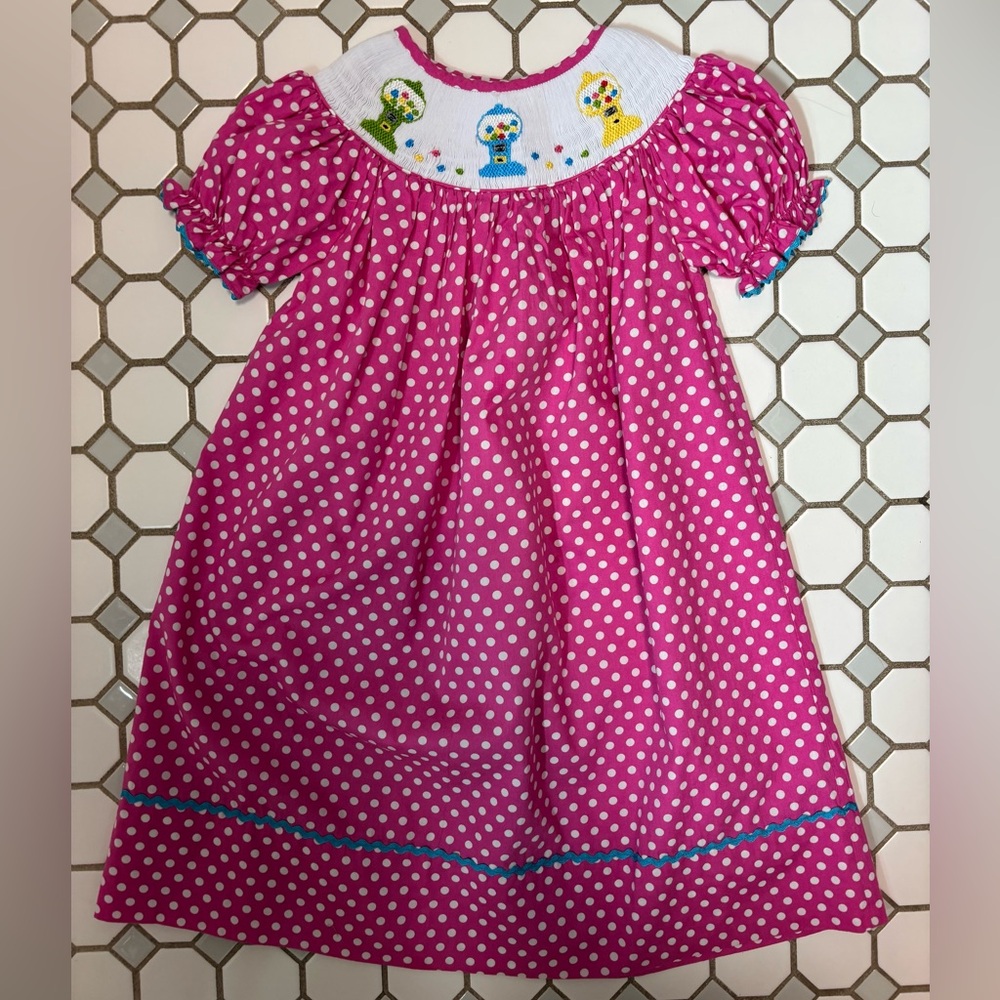 Barefoot Pink Polka Dot Smocked Girls' Dress size 3